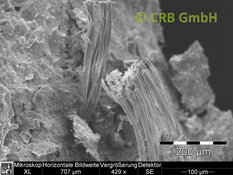 REM-Bild Chrysotil-Asbest in Sokalith | © CRB Analyse Service GmbH